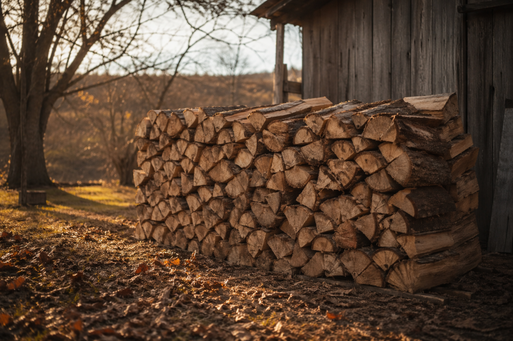 How much is a rick of wood stacked in a backyard